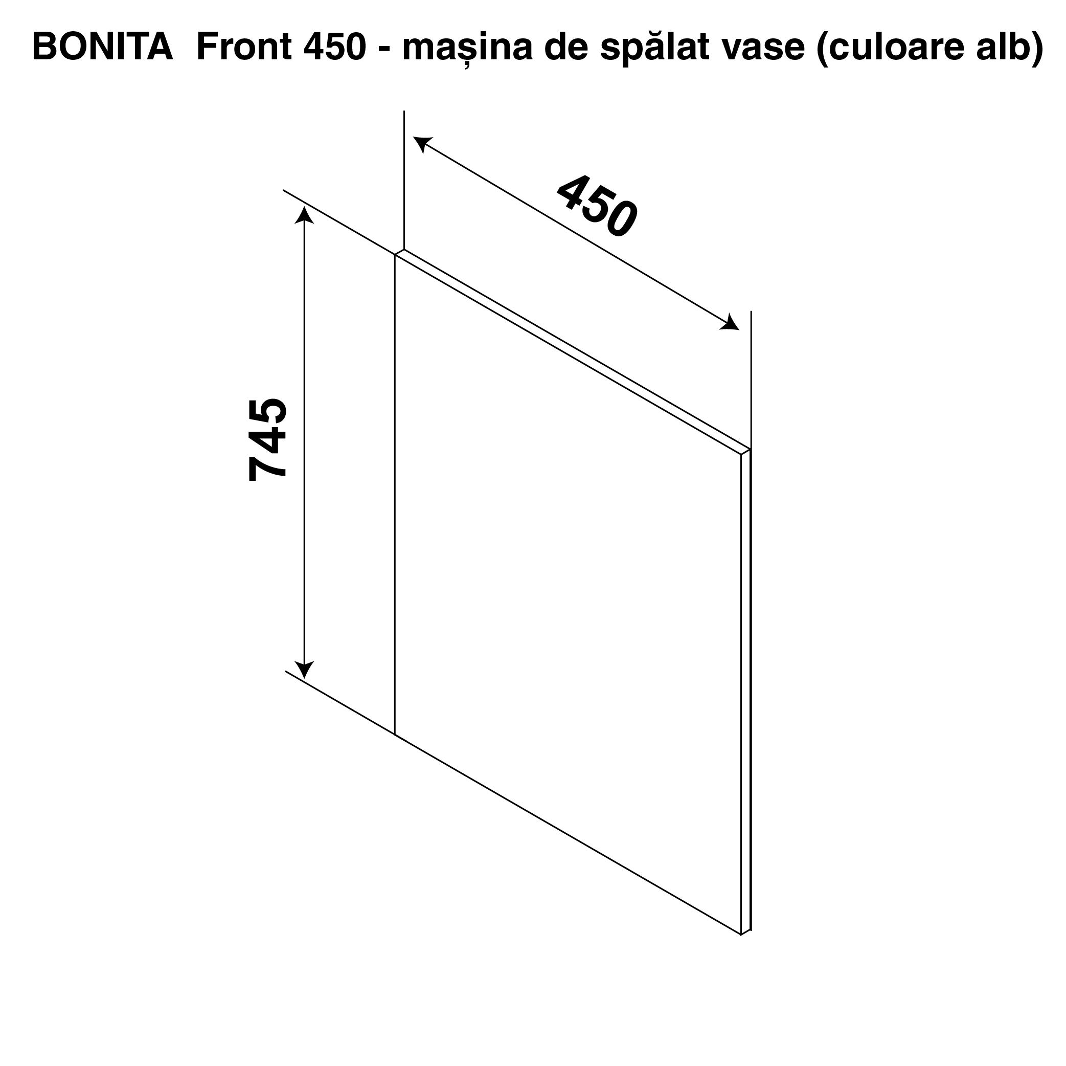 Front BONITA 450 masina de spalat vase — Alb
