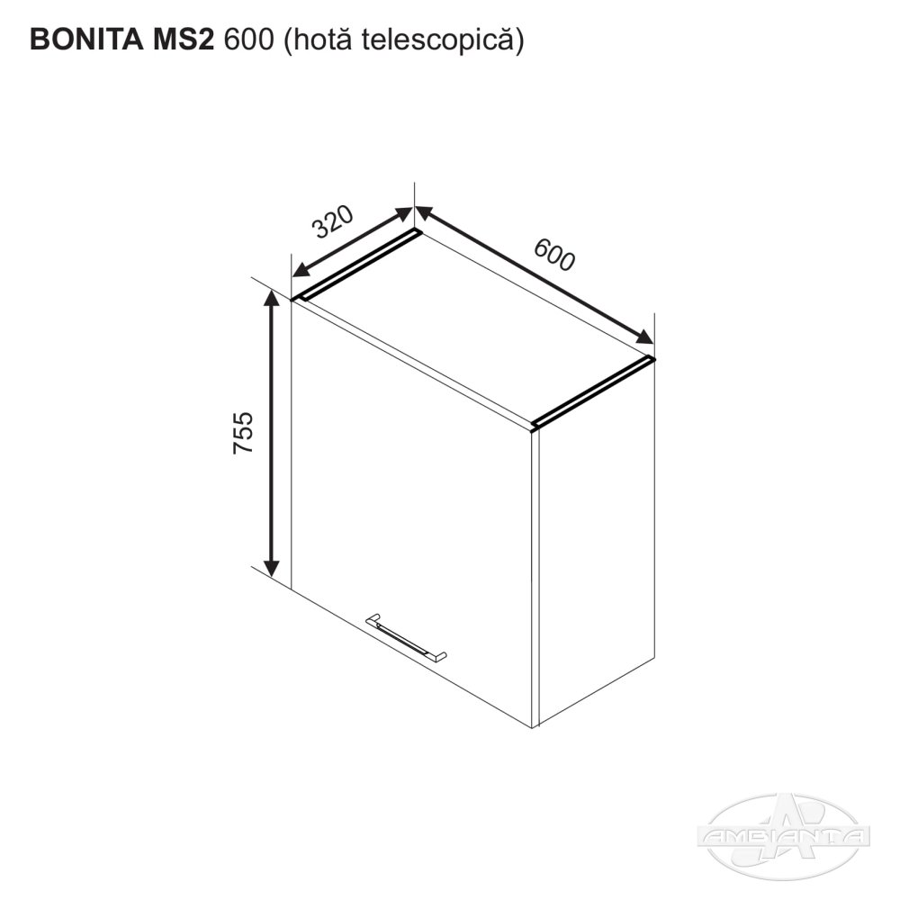 Upper module BONITA MS2 600 (telescopic hood) — White