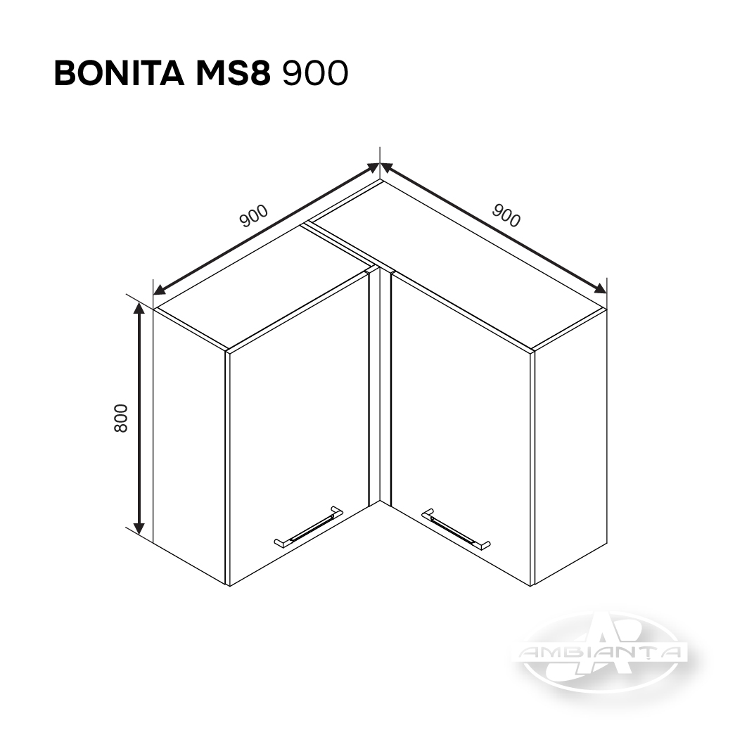 Modul BONITA MS8 900 (modul superior colt drept 900) — Alb