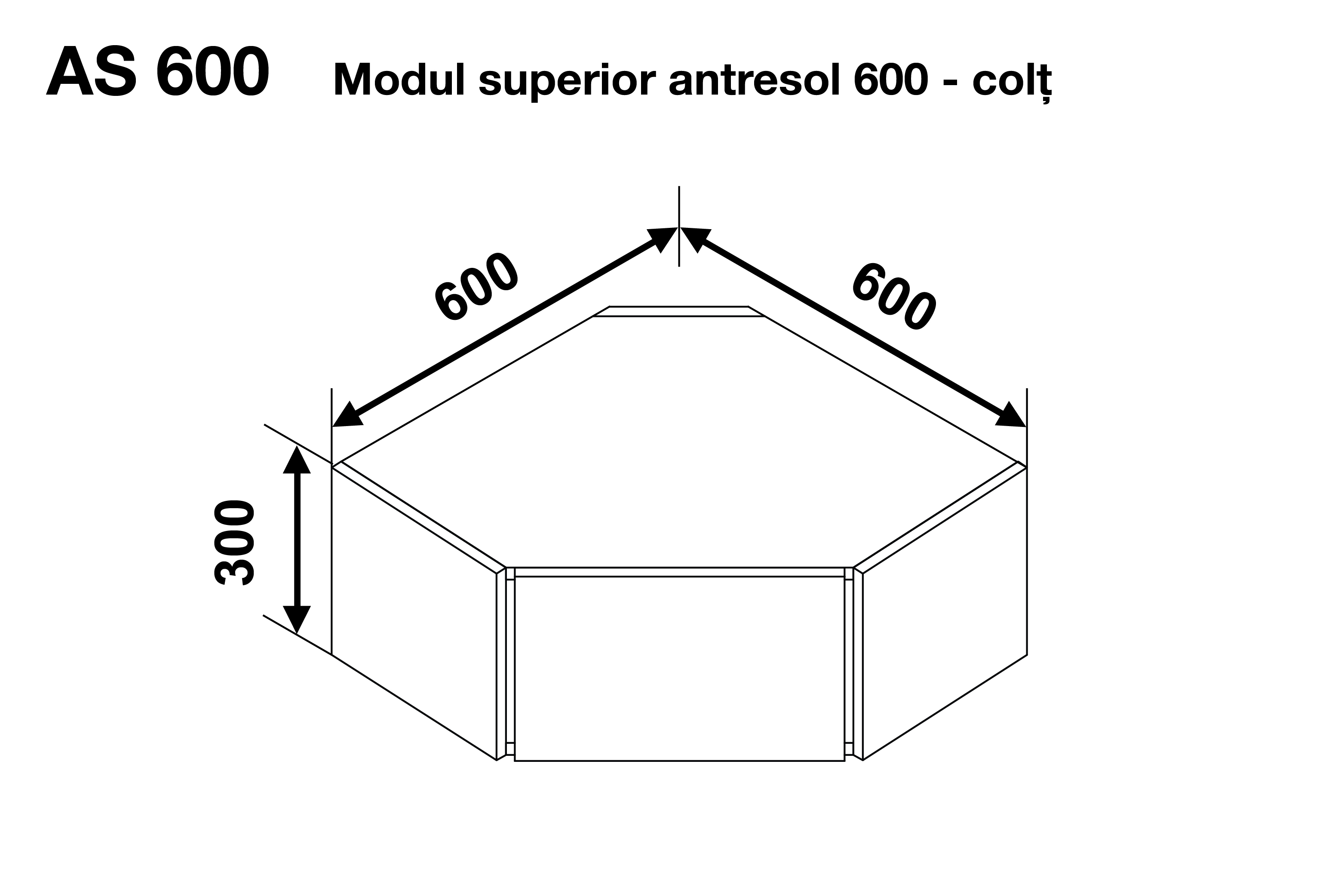 Entresol BONITA AS 600 (corner upper module) — White