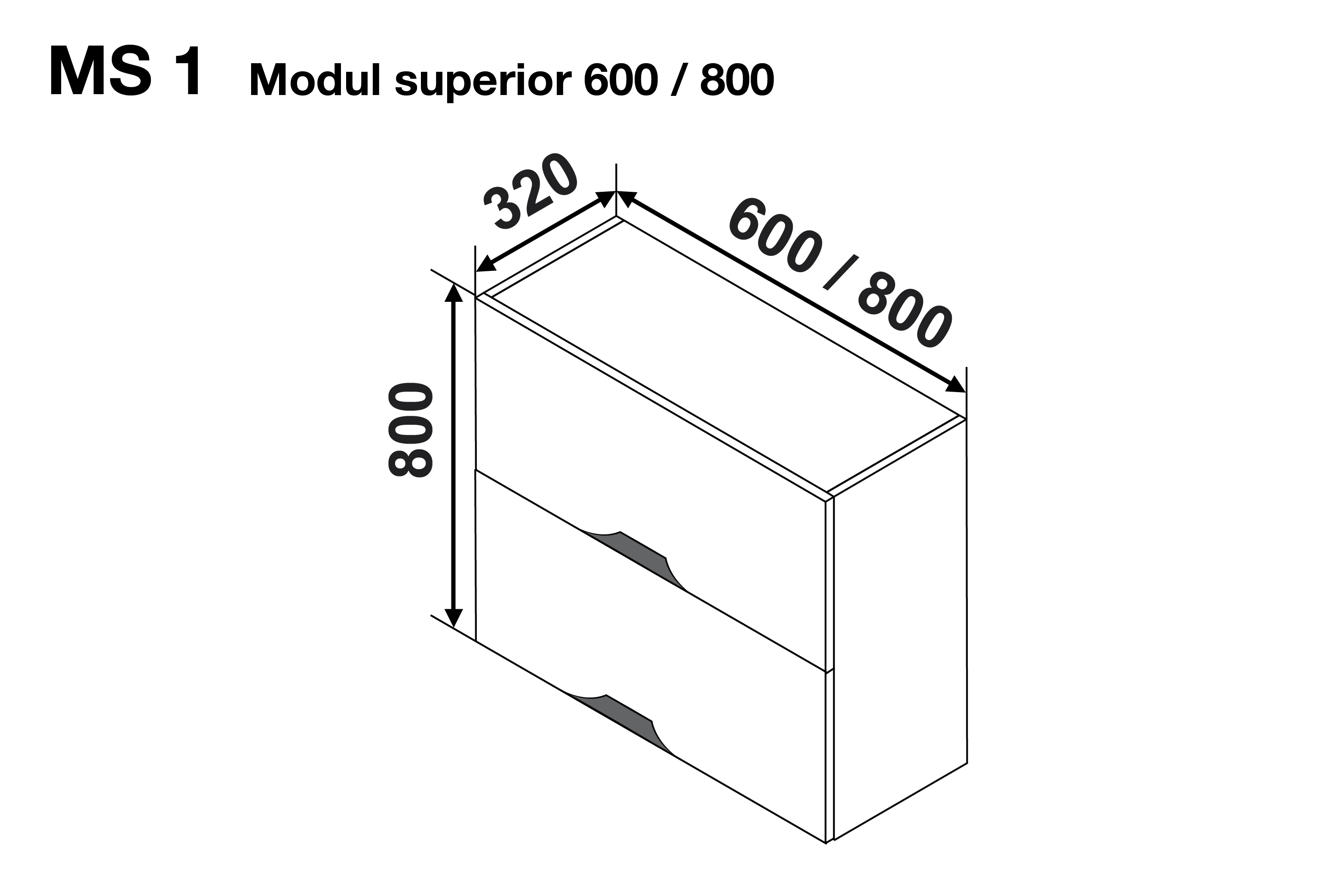 Upper module GLORIA MS1 600 (with 2 doors) — Cappuccino