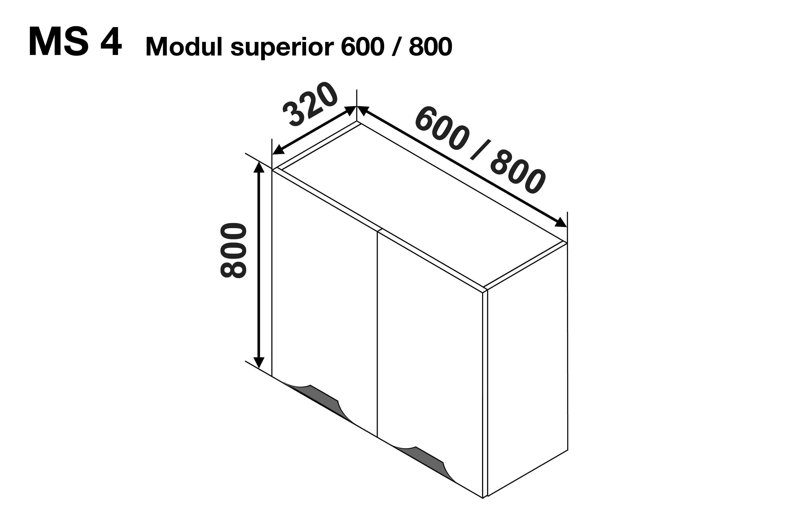 Upper module GLORIA MS4 600 (dish drainer with 2 doors) — Cappuccino