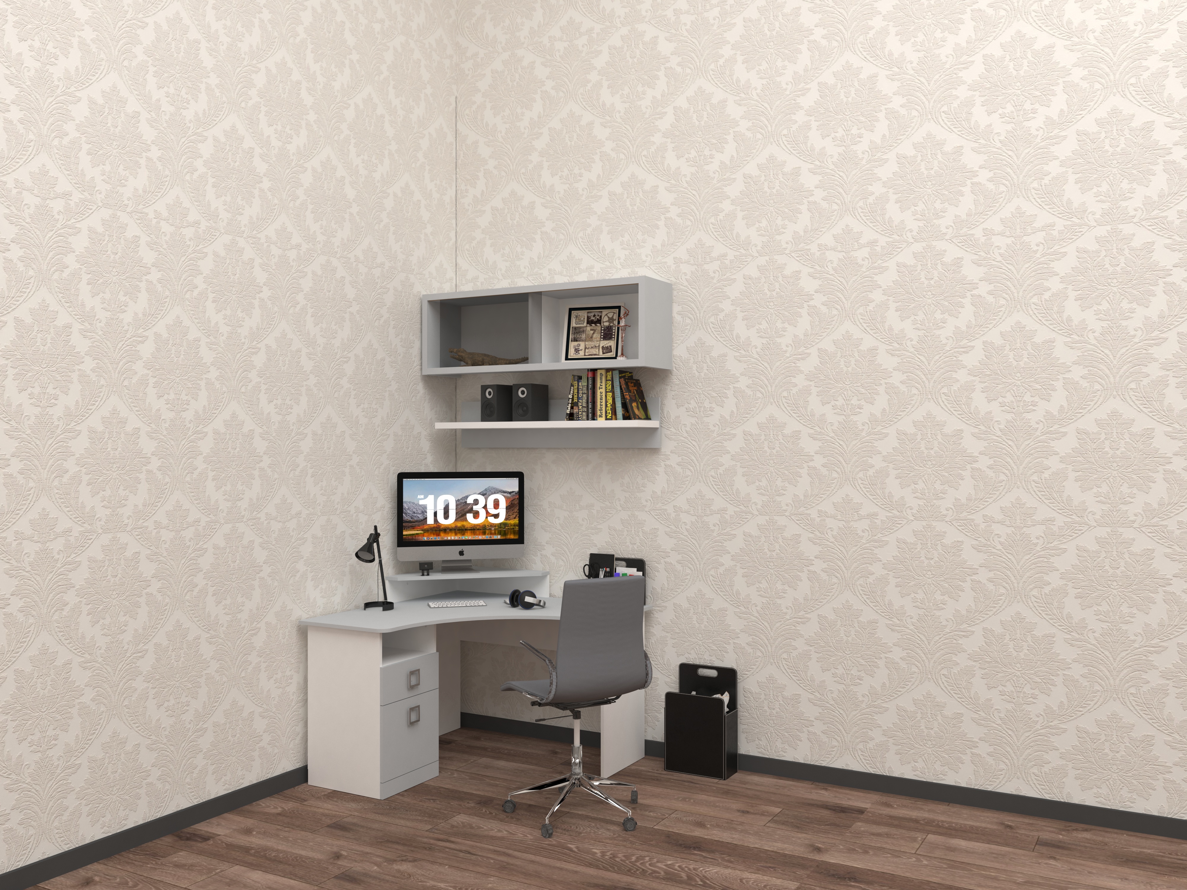 AMIGO Corner Computer Desk — Gray