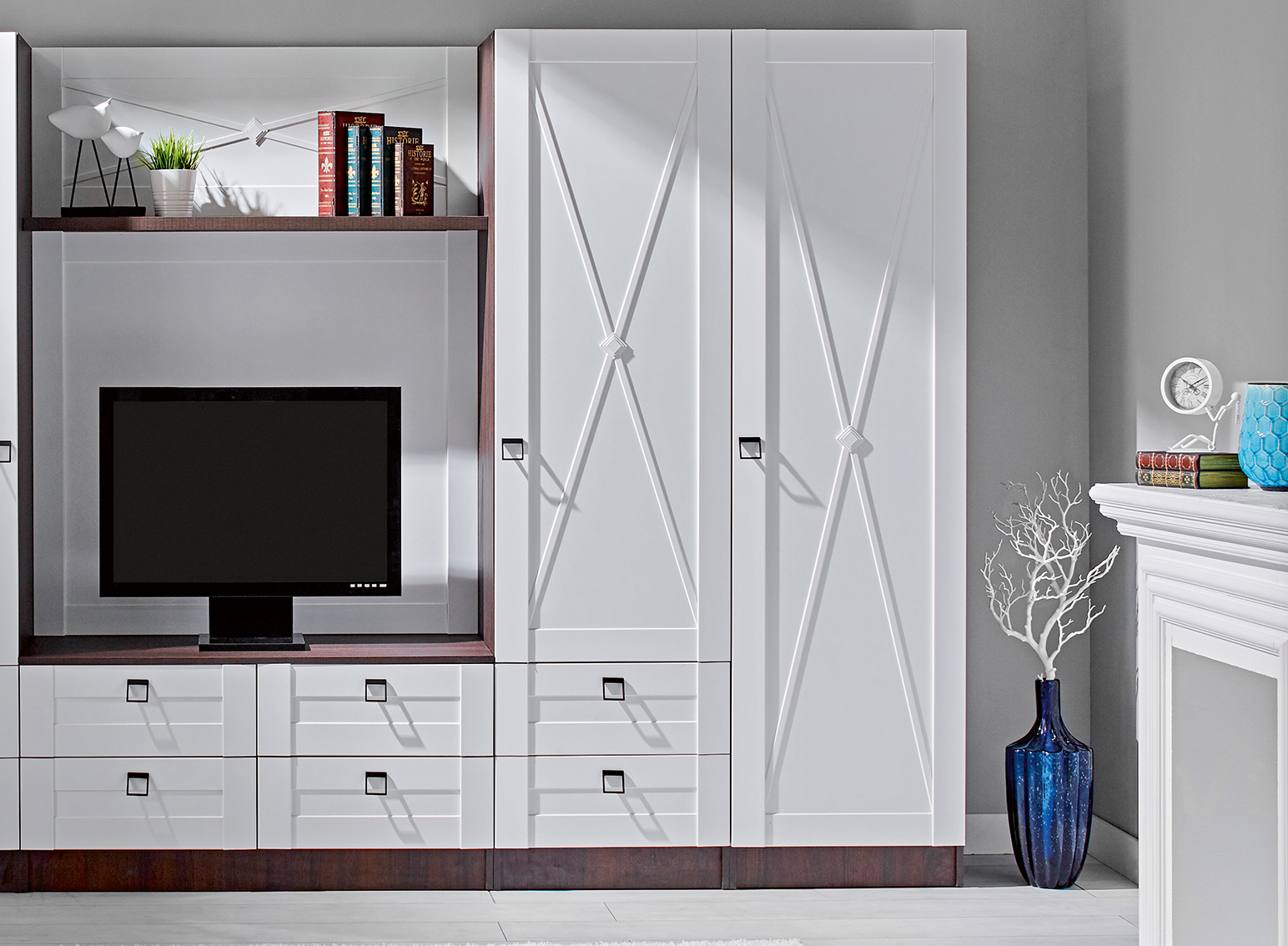 Living ELDORADO dulap cu polite si sertare 0,55 m — Alb